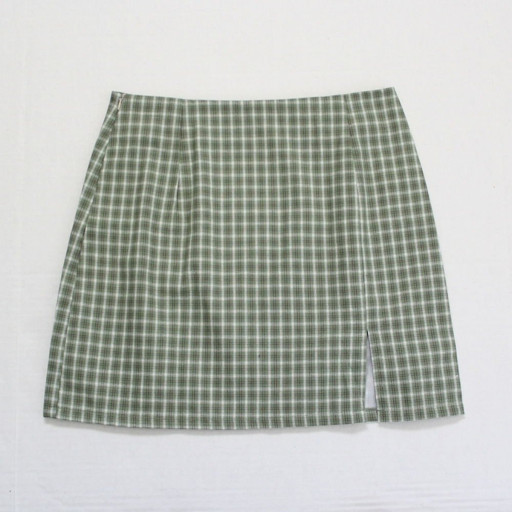 Green Plaid Mini Skirt